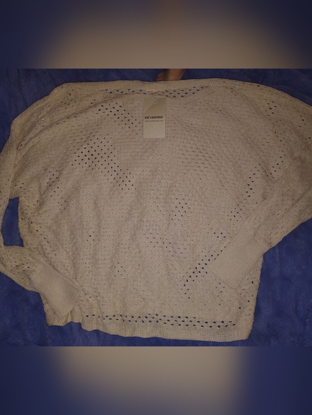 eesome Cream Open-Weave Scoop Neck Sweater
